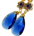 Nowe Kryształy Piękne Kolczyki Blue Feel Gold