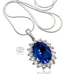 Kryształy piękny naszyjnik ROYAL BLUE SREBRO