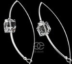 CRYSTALS UNIQUE EARRINGS CRYSTAL CUBE STERLING SILVER 925