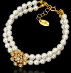 Kryształy Perły Piękna Bransoletka Crystal Flow Gold Złote Srebro