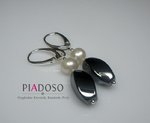 GENUINE PEARLS NATURAL HEMATITE BEAUTIFUL EARRINGS STERLING SILVER