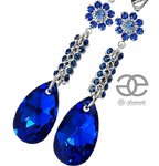 NEW CRYSTALS CRYSTALS *BLUE CRYSTALLIZED* EARRINGS STERLING SILVER 925