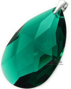 Promocja Kryształy Duży Wisiorek Emerald Srebro