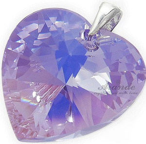 Kryształy Duży Wisiorek Kryształ 28mm Violet AB Łańcuszek Srebro