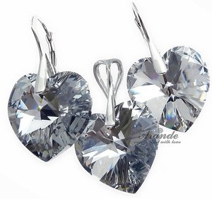EARRINGS+PENDANT CRYSTALS CRYSTALS *COMET HEART* STERLING SILVER CERTIFICATE