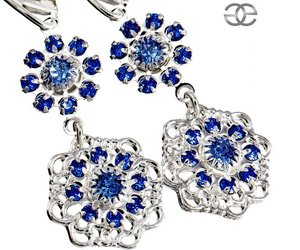 Kryształy UNIKAT KOLCZYKI SAPPHIRE FLOW