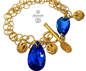 CRYSTALS BEAUTIFUL BRACELET BLUE COMET GOLD PLATED STERLING SILVER