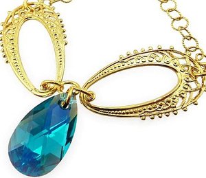 Kryształy Unikat Bransoletka Blue Gold Chandelier