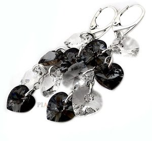 NEW CRYSTALS CRYSTALS EARRINGS *SILVER NIGHT CRYSTAL MIX* STERLING SILVER