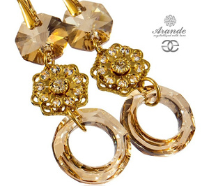 Nowe Kryształy Ozdobne Kolczyki Gold Ring Feel