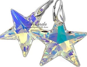 New Kryształy Piękne Duże Kolczyki Aurora Star