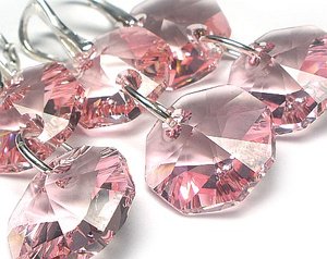 Kryształy Piękny Komplet Srebro Light Rose
