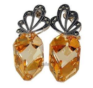 CRYSTALS UNIQUE EARRINGS GOLDEN ADORE STERLING SILVER 925