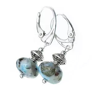 Naturalny Larimar Piękne Kolczyki Srebro 