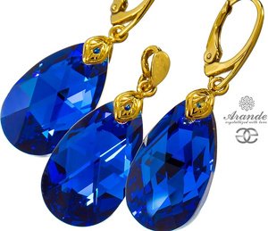NOWE Kryształy piękny komplet BLUE COMET GOLD ZŁOTE SREBRO