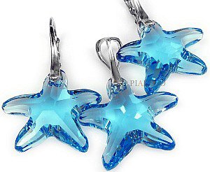 Kryształy Kolczyki+Wisiorek Blue Starfish