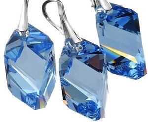 CRYSTALS CRYSTALS JEWELLERY SET LIGHT SAPPHIRE CUBIC STERLING SILVER 925