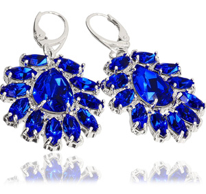 Kryształy Przepiękne Kolczyki Majestic Blue Azure Srebro