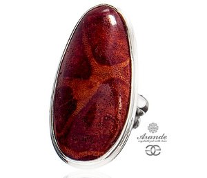 BEAUTIFUL RING NATURAL RED CORAL STERLING SILVER (1) (1)