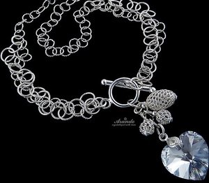 Kryształy ozdobny naszyjnik CRYSTAL SERCE SREBRO