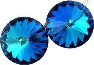 Nowe! Kryształy Piękne Kolczyki Bermuda Blue Paris 12 mm
