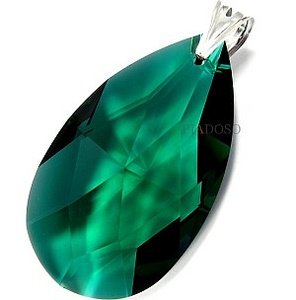 Promocja Kryształy Duży Wisiorek Emerald Srebro