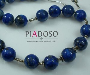 LAPIS LAZULI duży piękny naszyjnik SREBRO