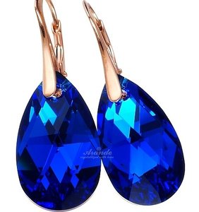 NEW! CRYSTALS BLUE COMET EARRINGS ROSE GOLD SILVER 925 CERTIFICATE