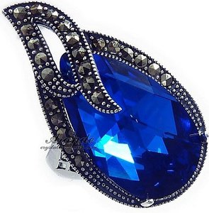 NOWE Kryształy pierścionek BLUE COMET SREBRO