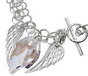 CRYSTALS BRACELET *ANGEL WING* STERLING SILVER