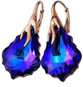 EARRINGS CRYSTALS CRYSTALS *HELIO* ROSE GOLD SILVER 925 CERTIFICATE HANDMADE
