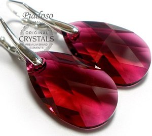 Kryształy piękne kolczyki Srebro RUBY 22mm