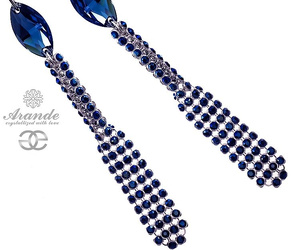 Kryształy Kolczyki Crystallized Denim Blue Srebro