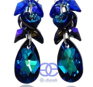 CRYSTALS CRYSTALS EARRINGS *ZODIAC BLUE* STERLING SILVER 925 CERTIFICATE