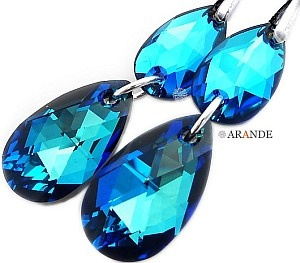 Kryształy piękne długie kolczyki BERMUDA BLUE