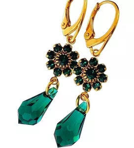 Kryształy Kolczyki Emerald Feel Złote Srebro