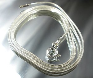 STERLING SILVER CHAIN 50 CM SILVER SNAKE MADE IN ITALY