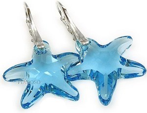 Kryształy Piękne Kolczyki Blue Starfish