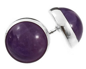 Ametyst Srebro Eleganckie Kolczyki Sztyft 11mm