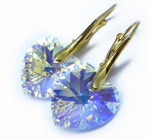 Kryształy Kolczyki Aurora Złote Srebro Certyfikat