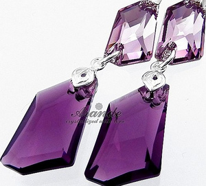 New Kryształy Piękne Długie Kolczyki Amethyst