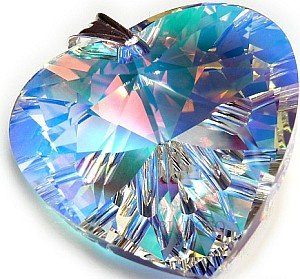 Kryształy Duży Wisiorek 40Mm Aurora Heart Srebro