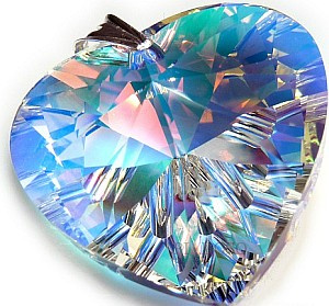 Kryształy Duży Wisiorek 40mm Aurora Heart Srebro