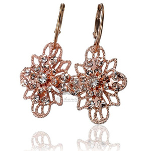Kryształy Unikat Kolczyki Crystal Venue Rose Gold
