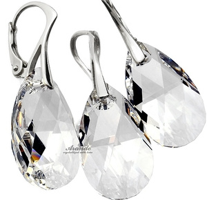 CRYSTALS CLASSIC EARRINGS PENDANT CRYSTAL STERLING SILVER 925