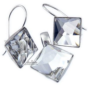 Kryształy piękny komplet CRYSTAL SREBRO