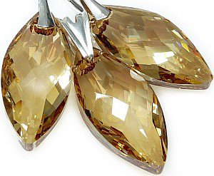 NOWE Kryształy piękny duży komplet GOLD NAVETTE