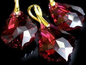 Kryształy Komplet Złote Srebro Ruby 22mm