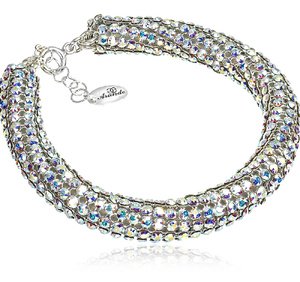 NEW CRYSTALS WIDE BRACELET * AURORA CRYSTALLIZED* BOLSTER STERLING SILVER 925 (1)