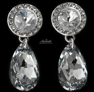 CRYSTALS BEAUTIFUL EARRINGS COMET SPECIAL STERLING SILVER 925
